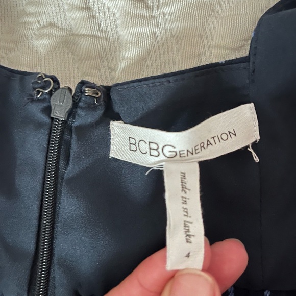 BCBGeneration Navy Polka Dot Wide Leg Jumpsuit - Picture 2 of 6